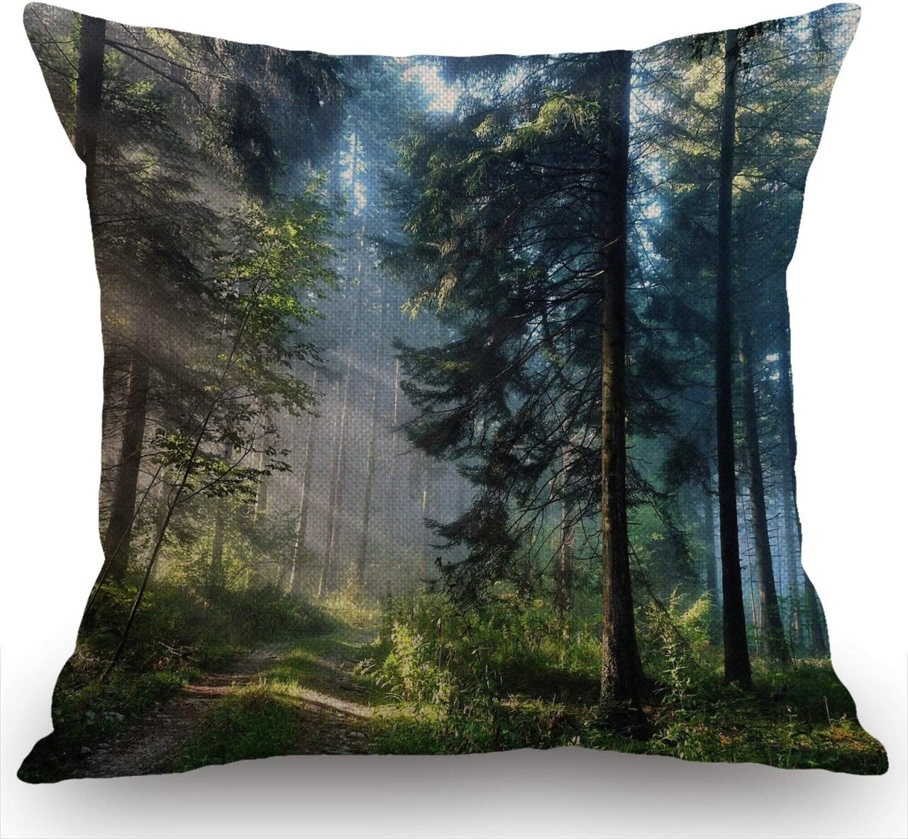 Nature Misty Cotton Linen Throw Pillow Case Cushion Cover Home Office Decorative for Sofa Living Room Square 18 X 18 Inches